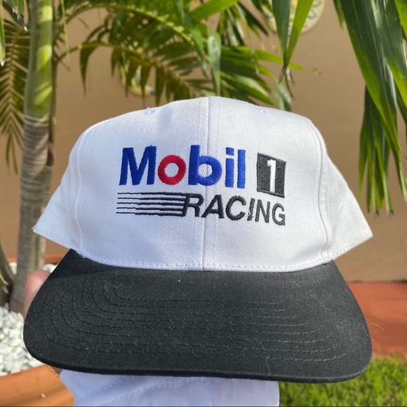 Nascar Other - Vintage 90s Mobil 1 Racing Snapback Hat NASCAR